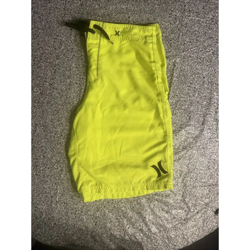 Hurley One and Only Mens 31 Board Shorts Neon Green Surf Swim Beach